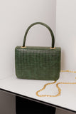 Stylish Croco Pattern Green Handbag