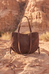 Luxora Suede Tote Bag - Coffee Brown
