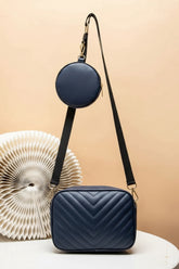 Fineur Crossbody Chevron Coin - Navy Blue