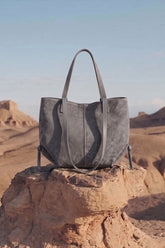 Luxora Suede Tote Bag - Grey