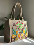 Handmade Embriodiery Jute Tote Bags