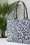 Fineur Canvas Tote Black Petals