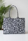 Fineur Canvas Tote Black Petals