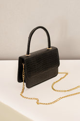 Stylish Croco Pattern Black Handbag