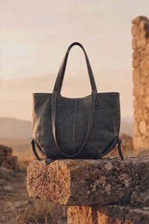 Luxora Suede Tote Bag - Black