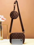 Fineur Crossbody Checkered Coin - Brown