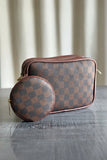 Fineur Crossbody Checkered Coin - Brown