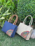 Fineur Mini Canvas Tote Desert Bloom - Navy Blue