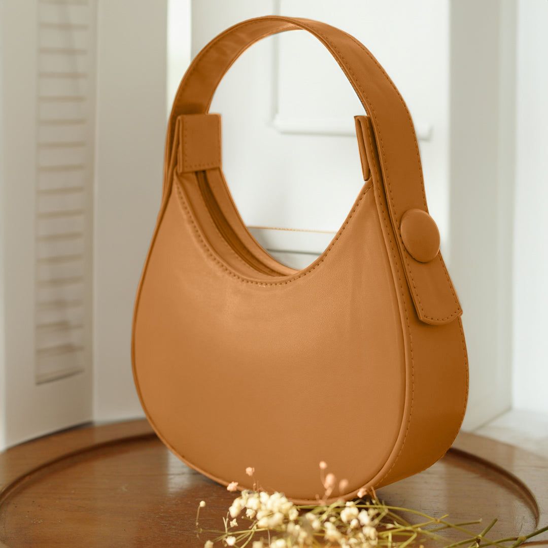 Fineur Plain Hobo HandBag - Mustard