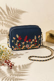 Fineur Crossbody Blossom Embroidered - Navy Blue