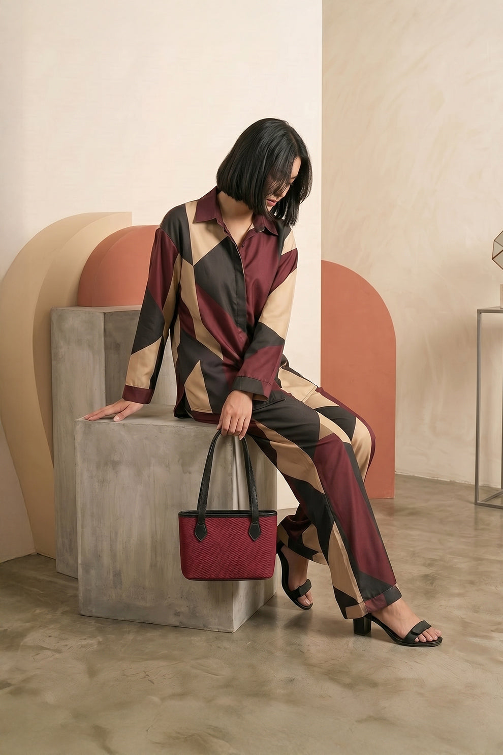 Fineur Mini Jute Shoulder Bag - Ruby Red