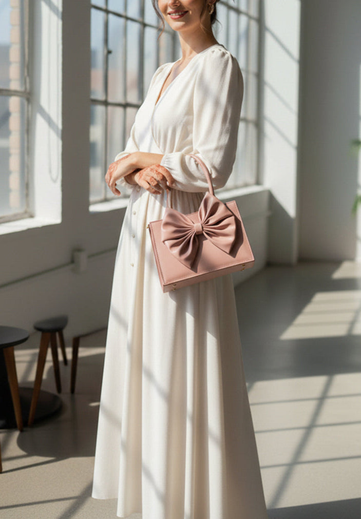 Fineur HandBag Gloss Bow Soft Pink