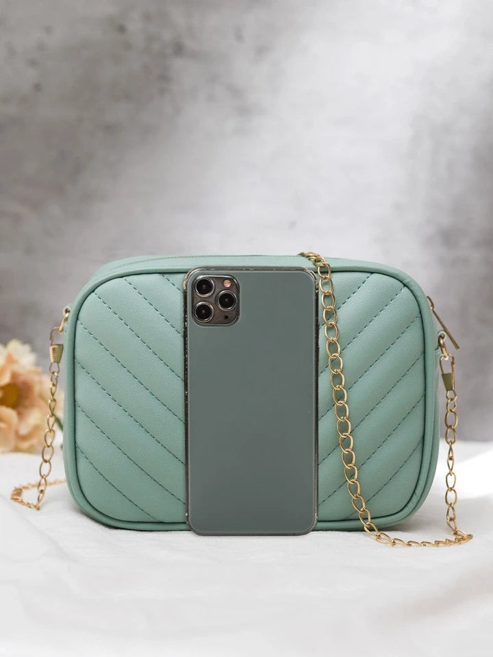 Fineur - Chevron Charm Crossbody Bag ~ Sea Mist