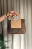 Fineur Halo Jute Shoulder Bag - Dark Brown