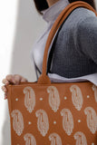 Fineur Embroidery Tote Bag Daily Carry - Mustard