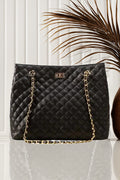 Black Premium Mother quilted PU leather Tote bag for women Pakistan
