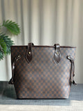 Large capacity brown checkered tote interior real look 