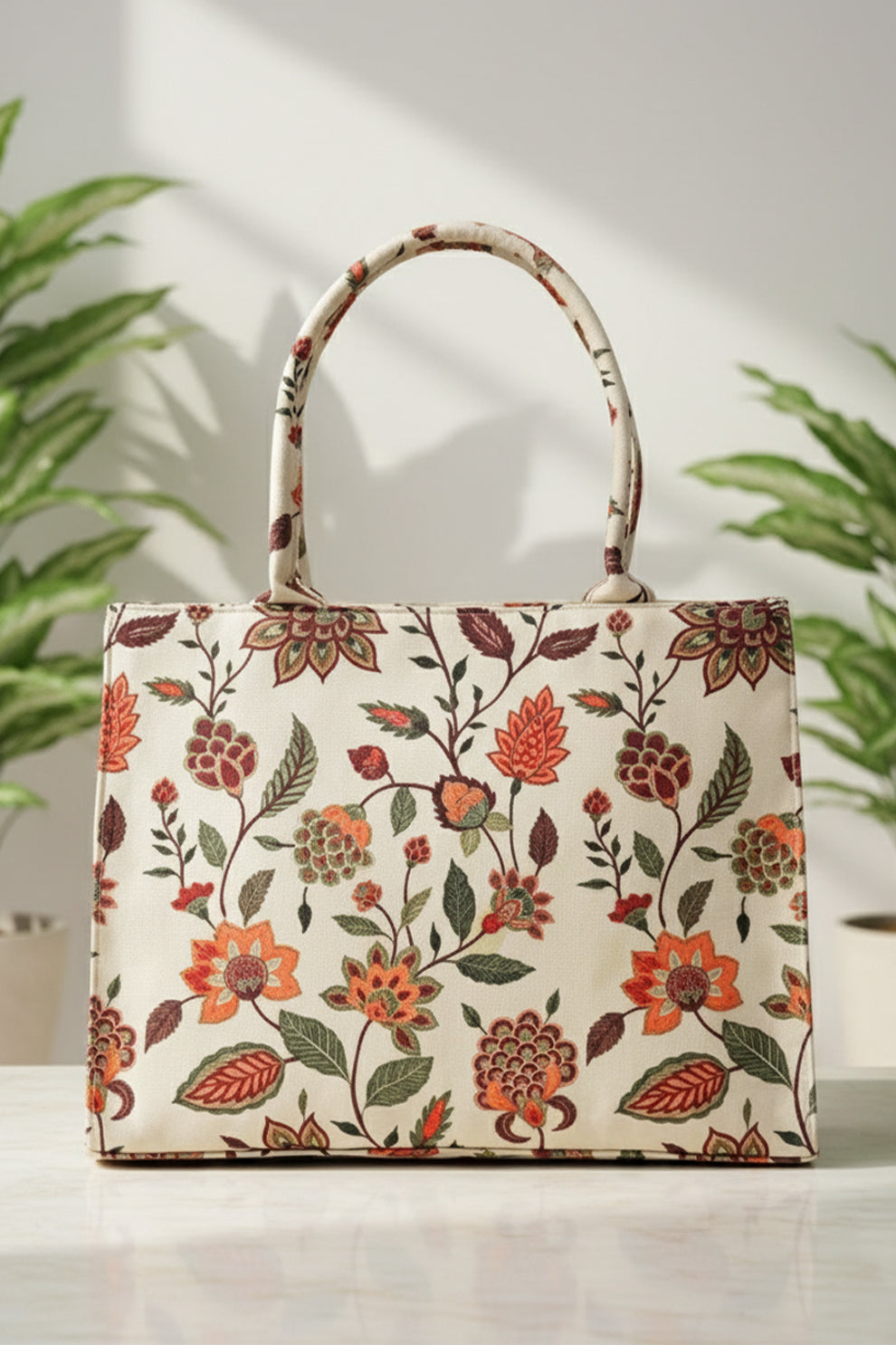 Fineur Canvas Tote Beige Multiflower