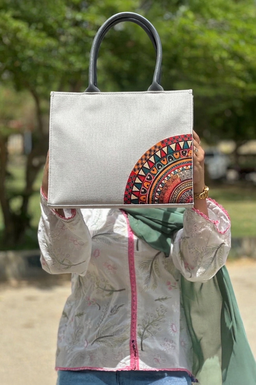 Fineur Mini Canvas Tote Desert Bloom - Ash White