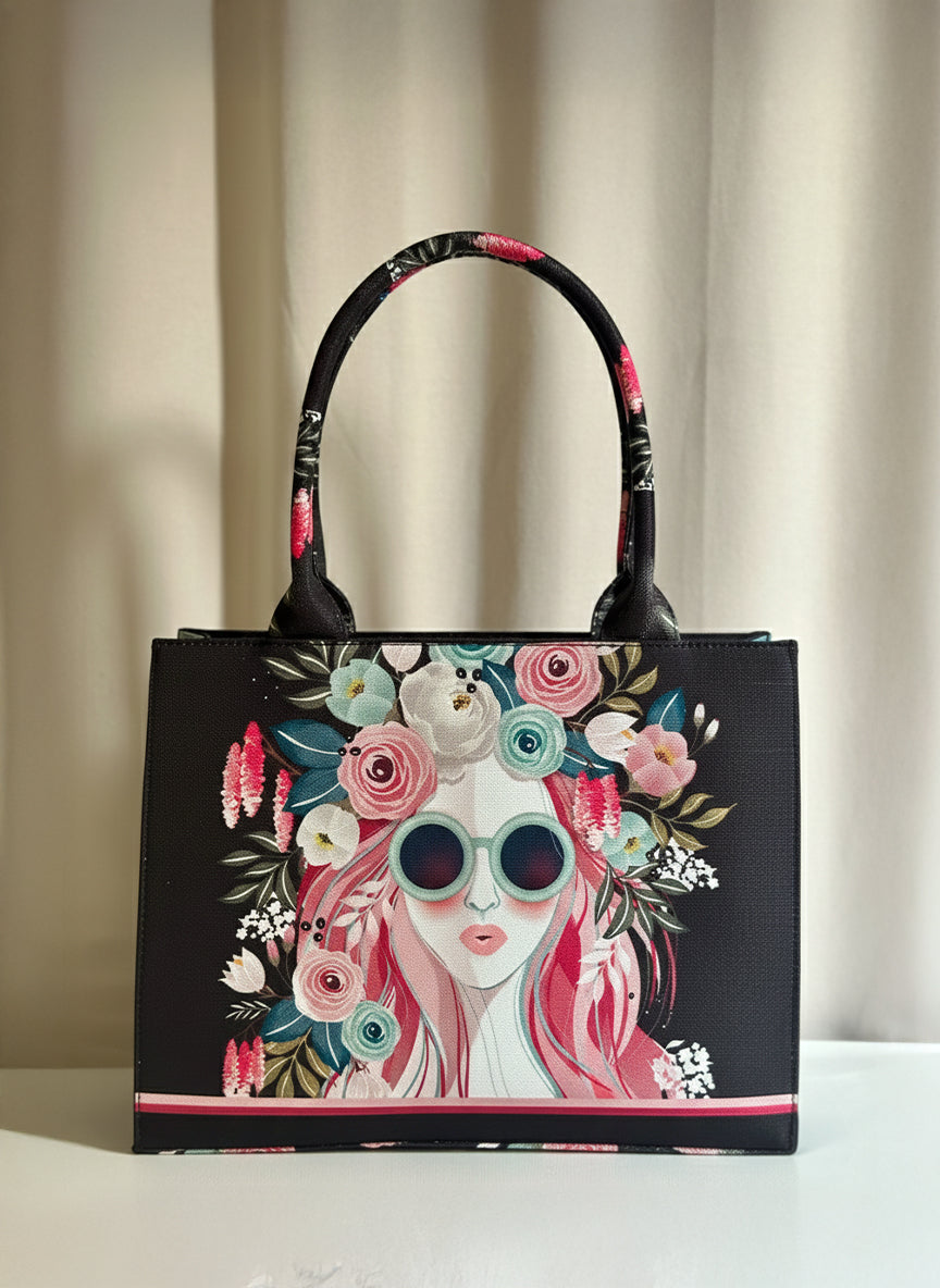 Fineur Canvas Tote Cherry Twinkle - Black
