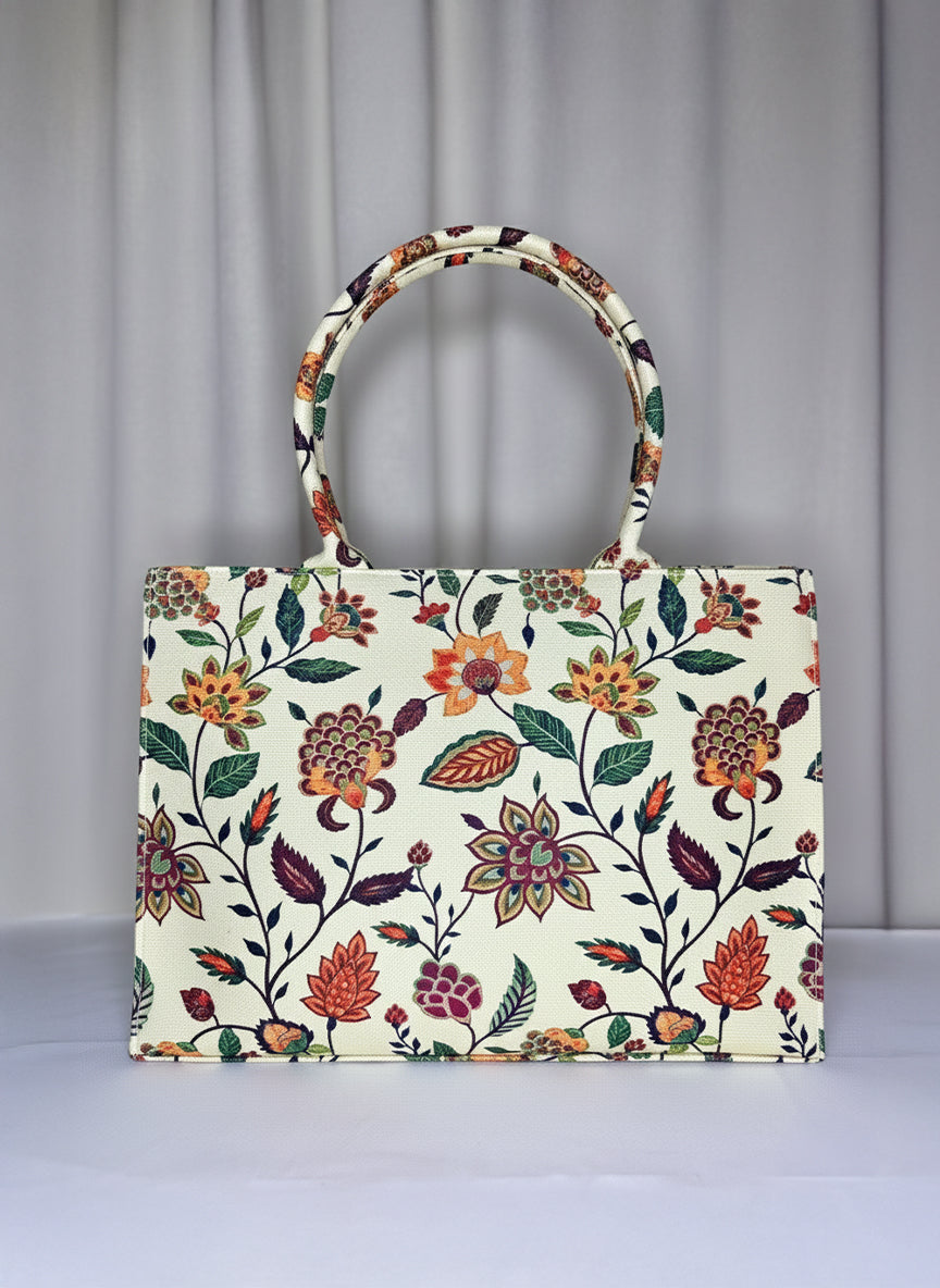 Fineur Canvas Tote Beige Multiflower