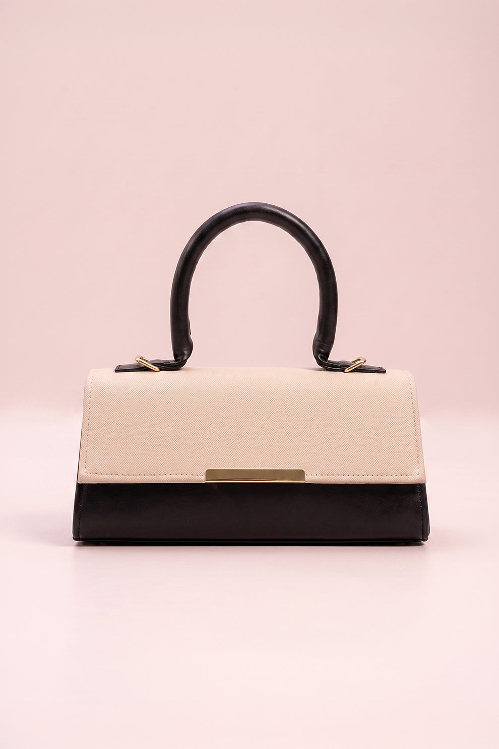 Fineur Handbag Vesper - Cream & Black (Textured Contrast)