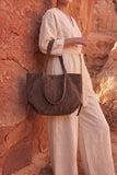 Luxora Suede Tote Bag - Coffee Brown