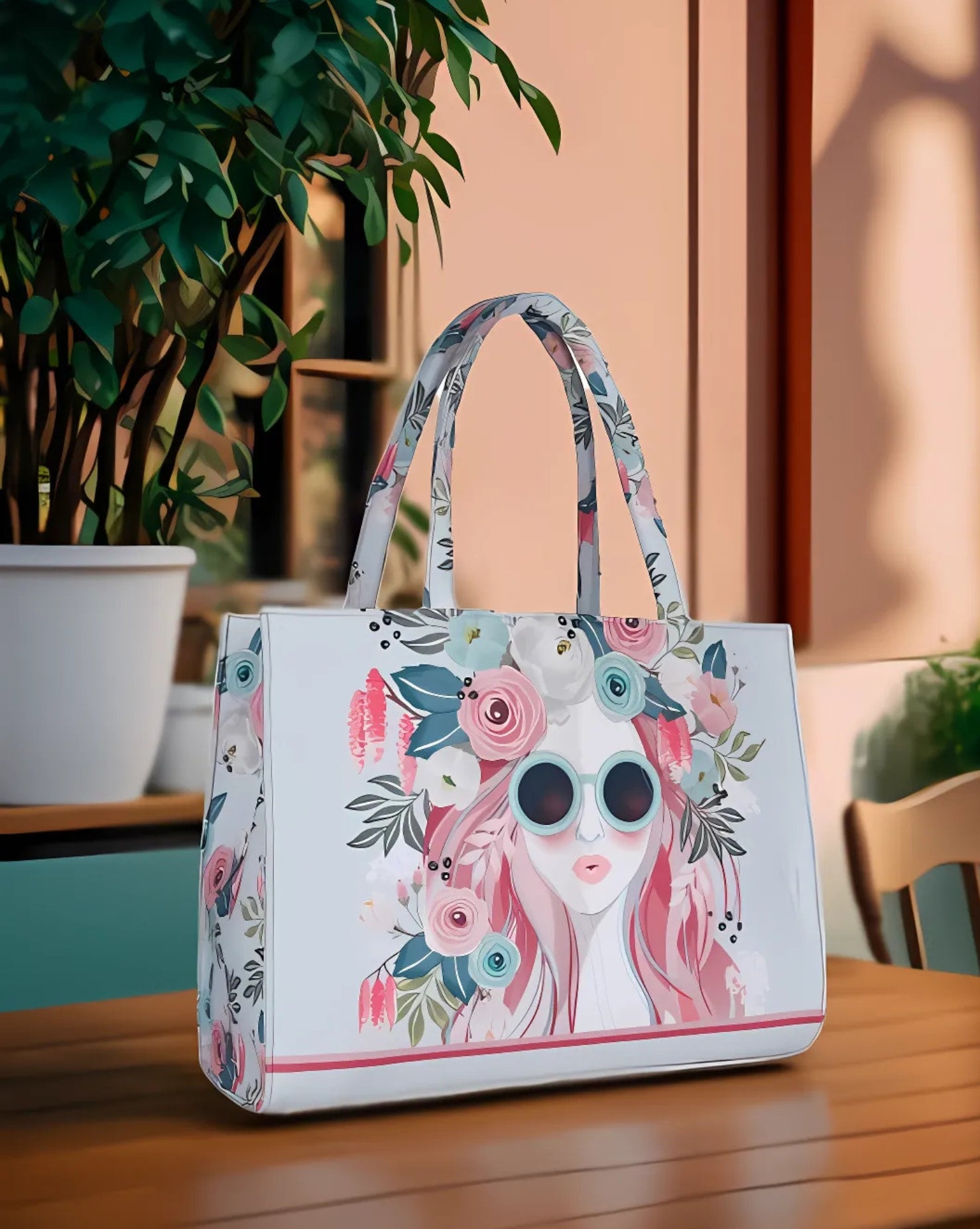 Fineur - Cherry Twinkle Canvas Bag - White