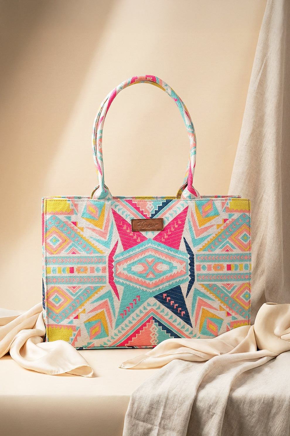 Fineur Canvas Tote Rainbow Mosaic