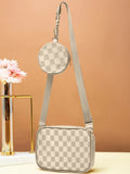 Checkered Coin Crossbody Bag ~ Off White