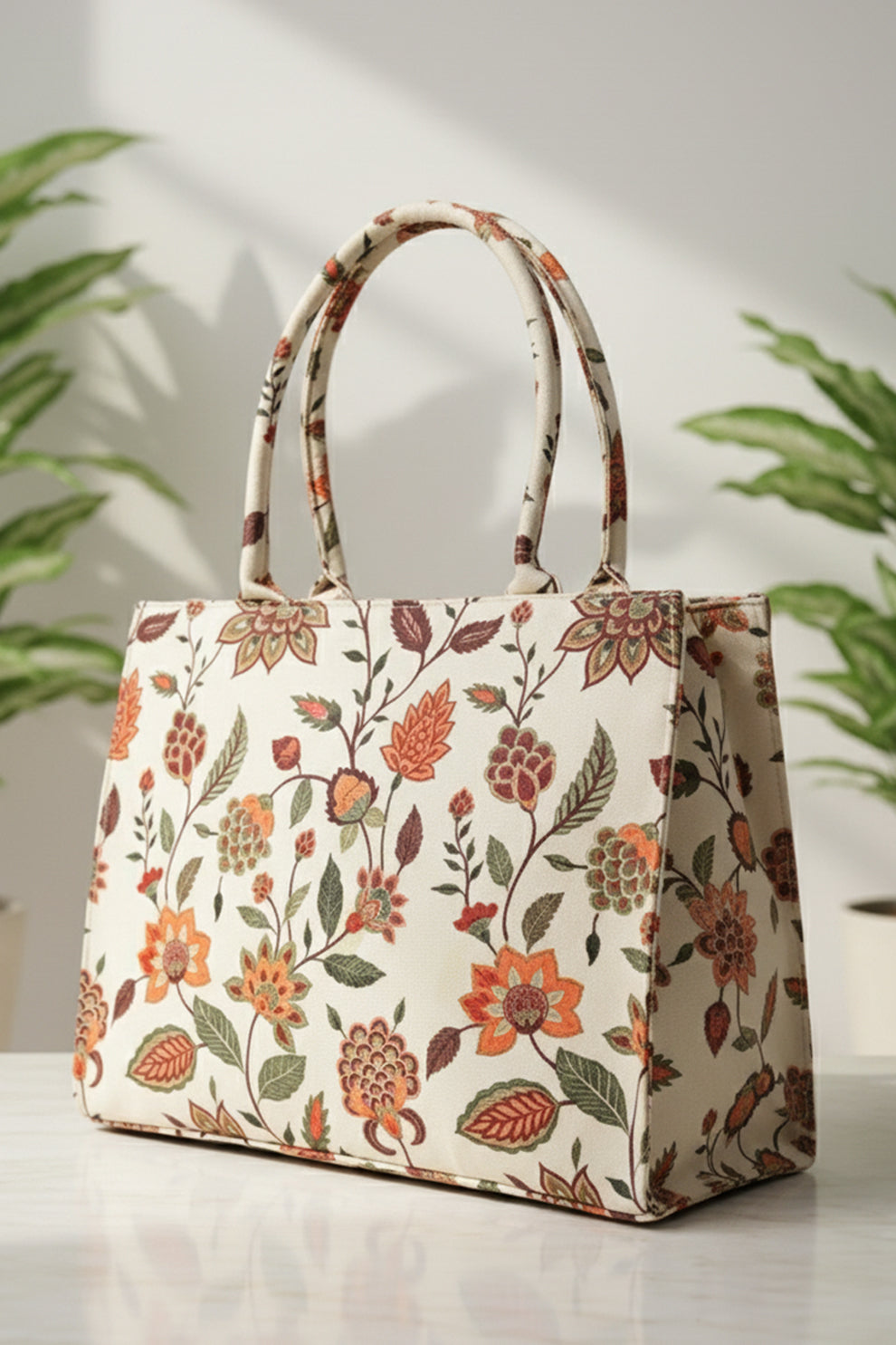 Fineur Canvas Tote Beige Multiflower