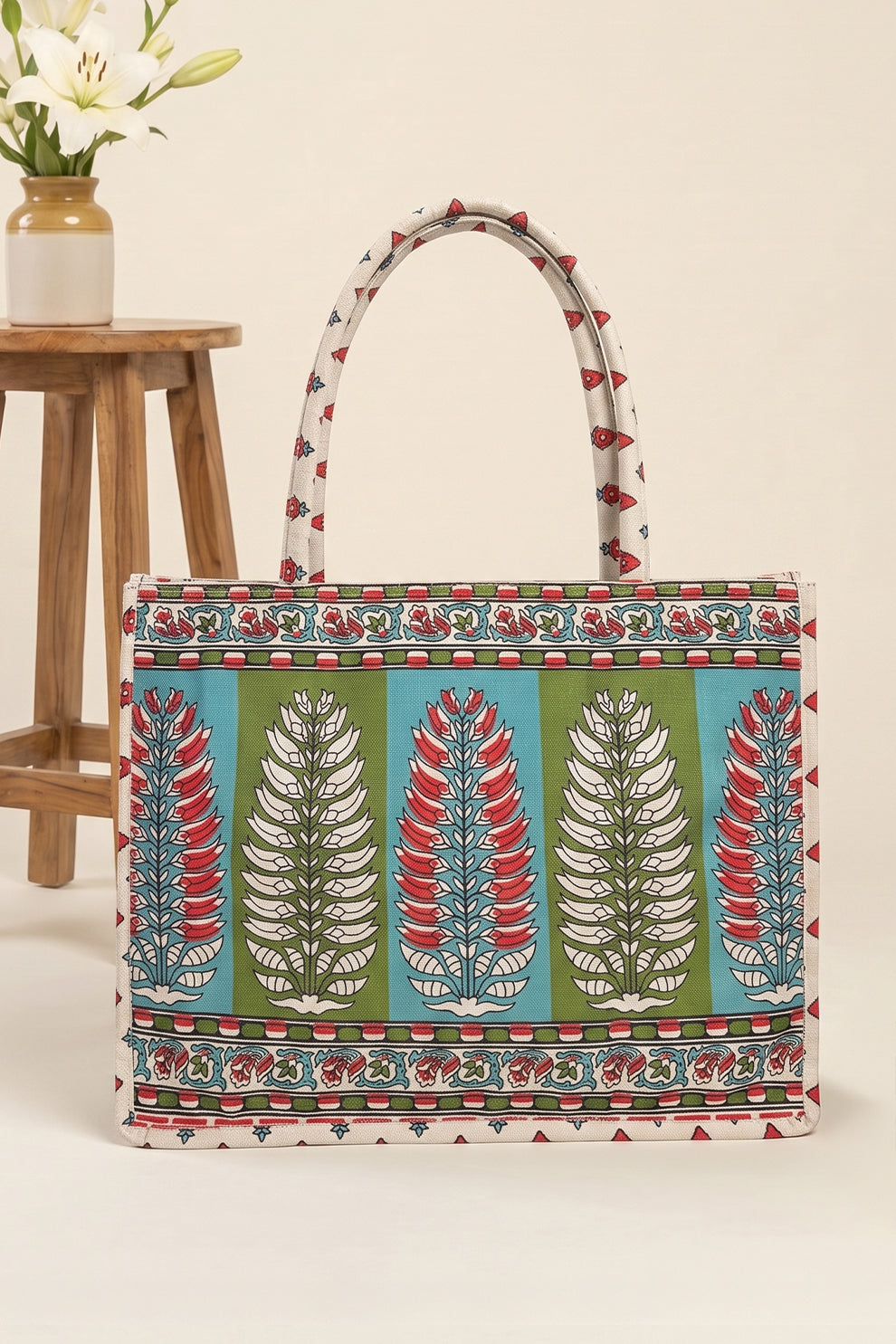 Fineur Canvas Tote Colorful Leaf