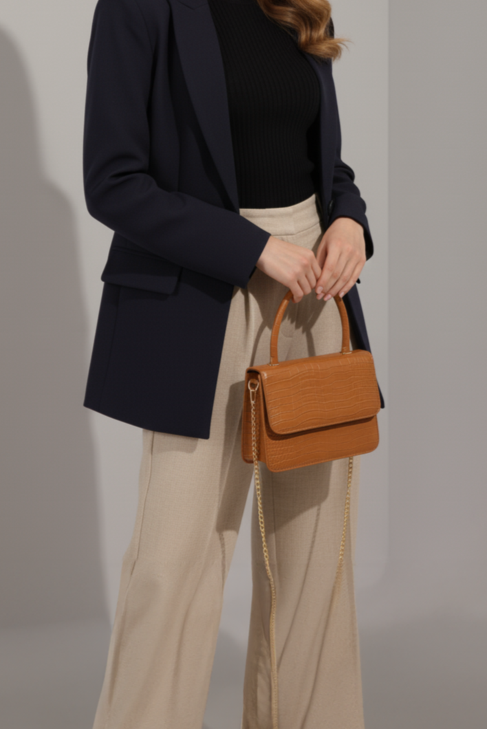 Fineur Handbag Croco - Caramel