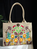 handmade embroidered jute tote bag blushwood Beige Fineur