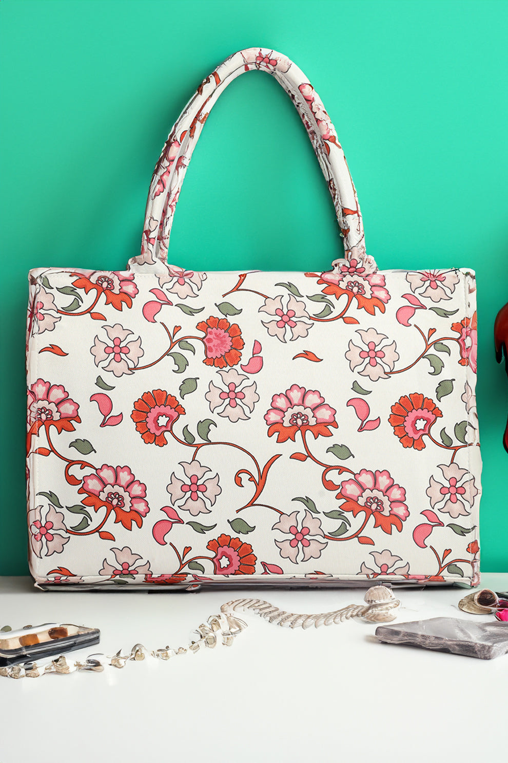 Fineur  Canvas Tote Bags White Floral