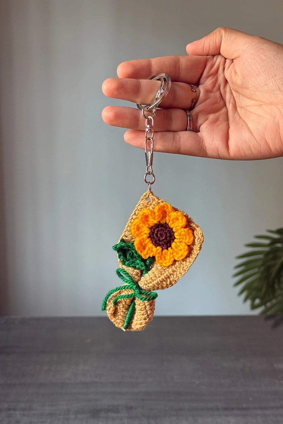 Keychain Crochet Sunflower Bouquet