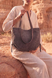 Luxora Suede Tote Bag - Coffee Brown
