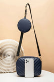 Fineur Crossbody Chevron Coin - Navy Blue