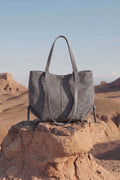 Luxora Suede Tote Bag - Grey