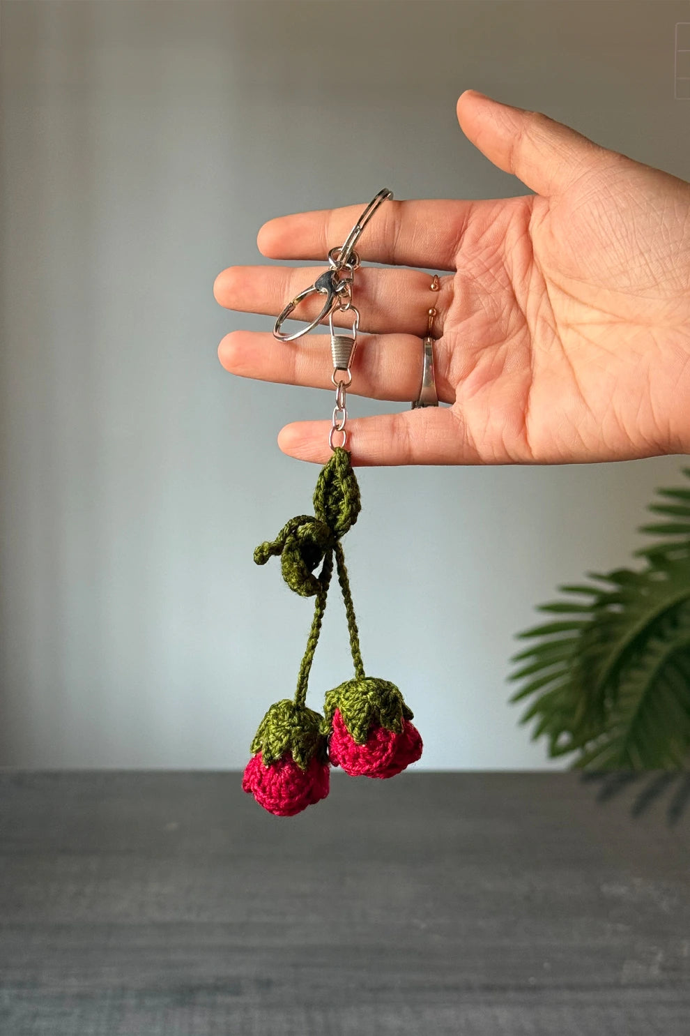 Keychain Crochet Rosebud