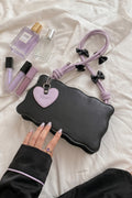 Fineur Handbag Baggie - Black (Lilac Strap)