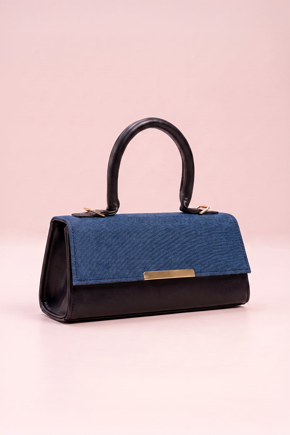 Fineur Handbag Vesper - Denim & Black (Textured Contrast)