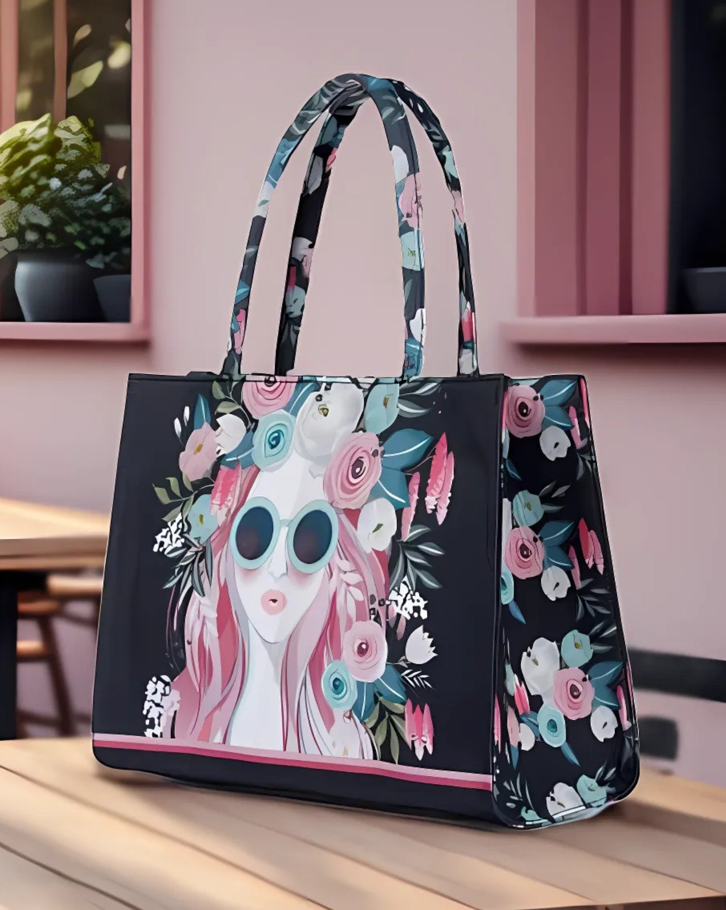 Fineur - Cherry Twinkle Canvas Bag - Black