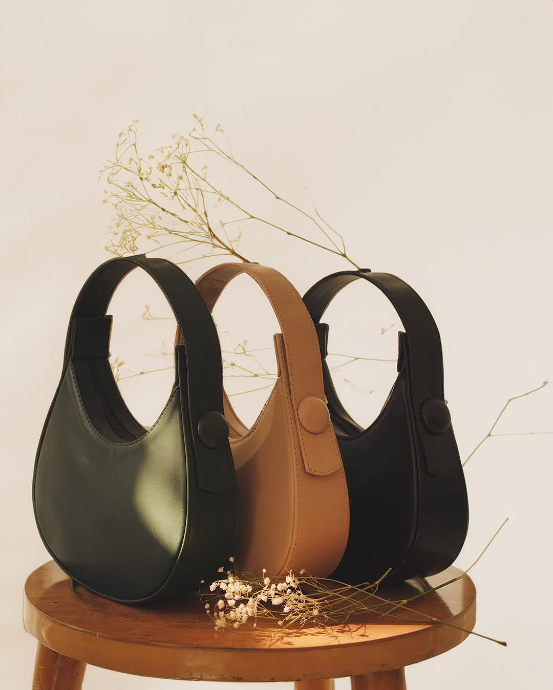 Fineur Plain Hobo HandBag - Mustard