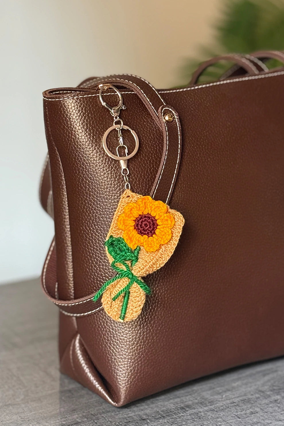 Keychain Crochet Sunflower Bouquet