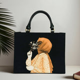 Stylish Canvas Shoulder Bag with Scarf Print for Ladies Everyday Use

