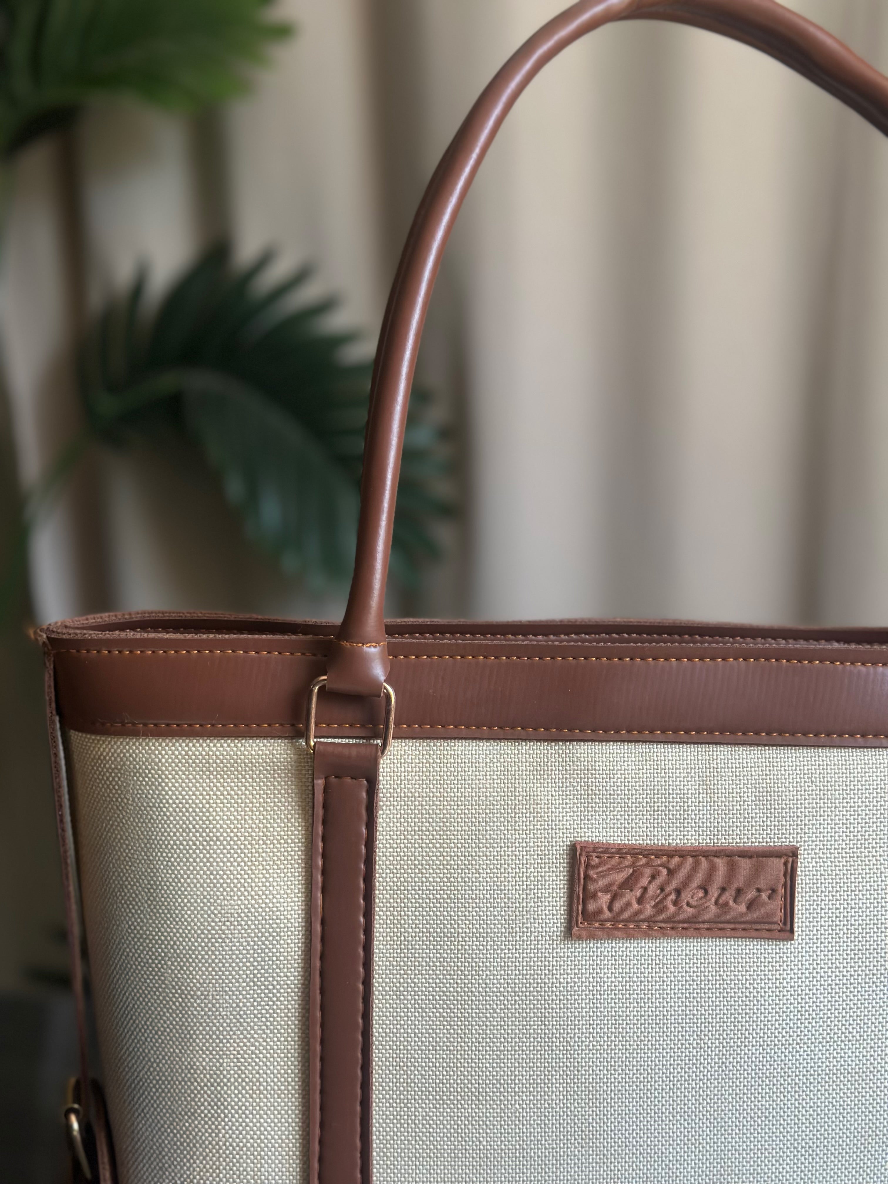 Fineur Strap Jute Tote - Brown