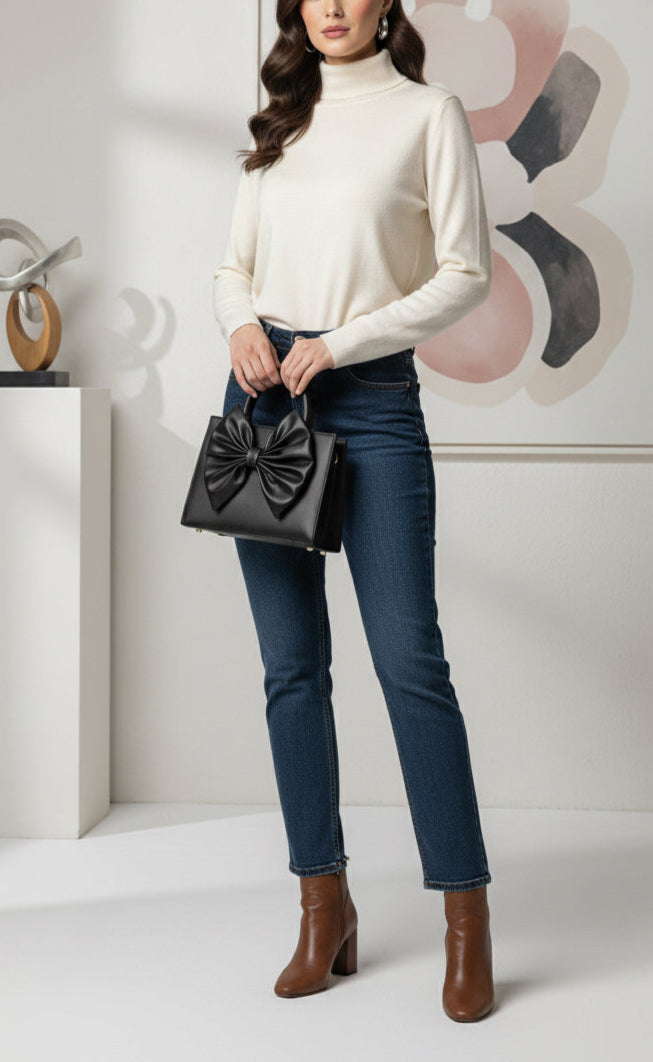 Fineur HandBag Gloss Bow Black