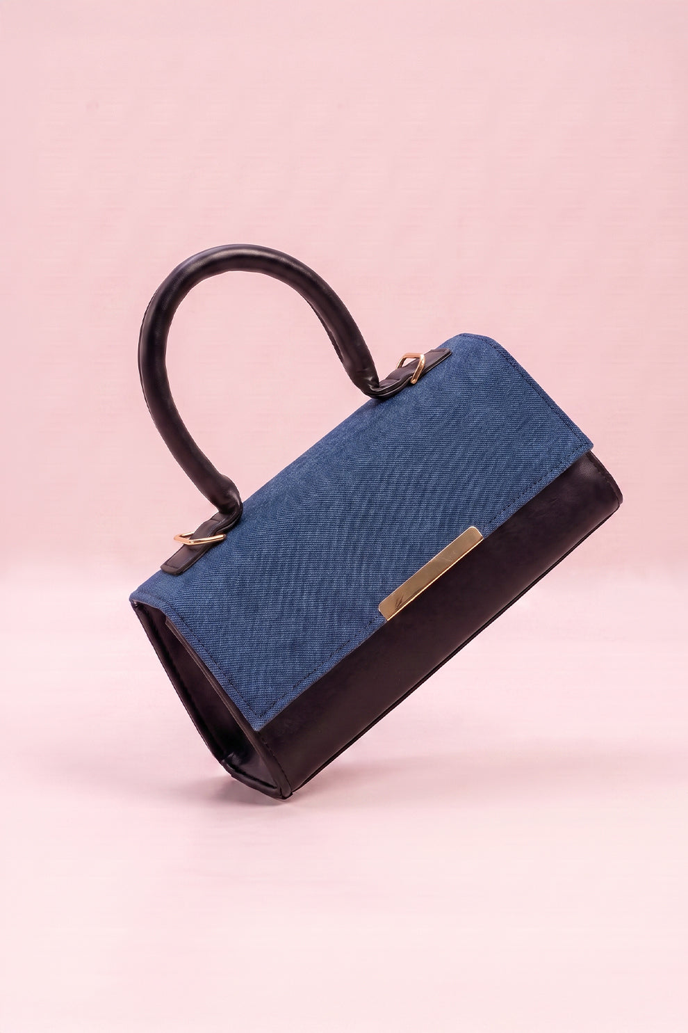 Fineur Handbag Vesper - Denim & Black (Textured Contrast)