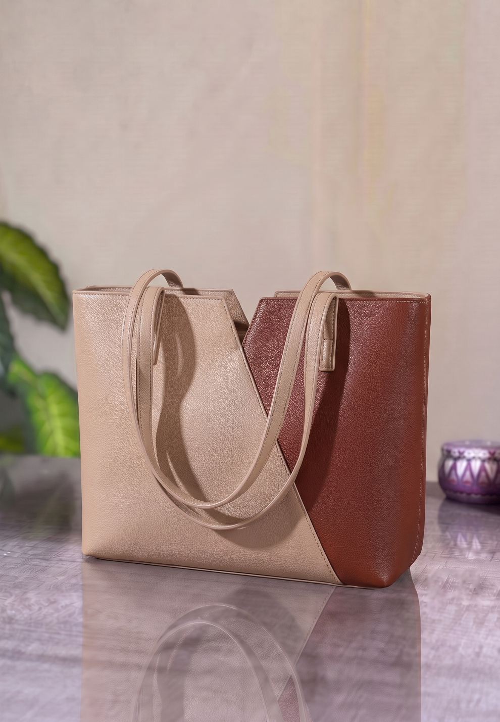 Fineur Tote Notch - Beige and Brown